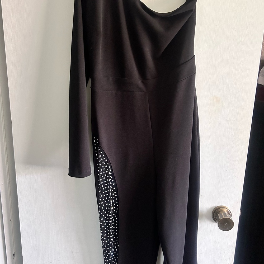 Elegant Black Jumpsuit with Rhinestone Detail